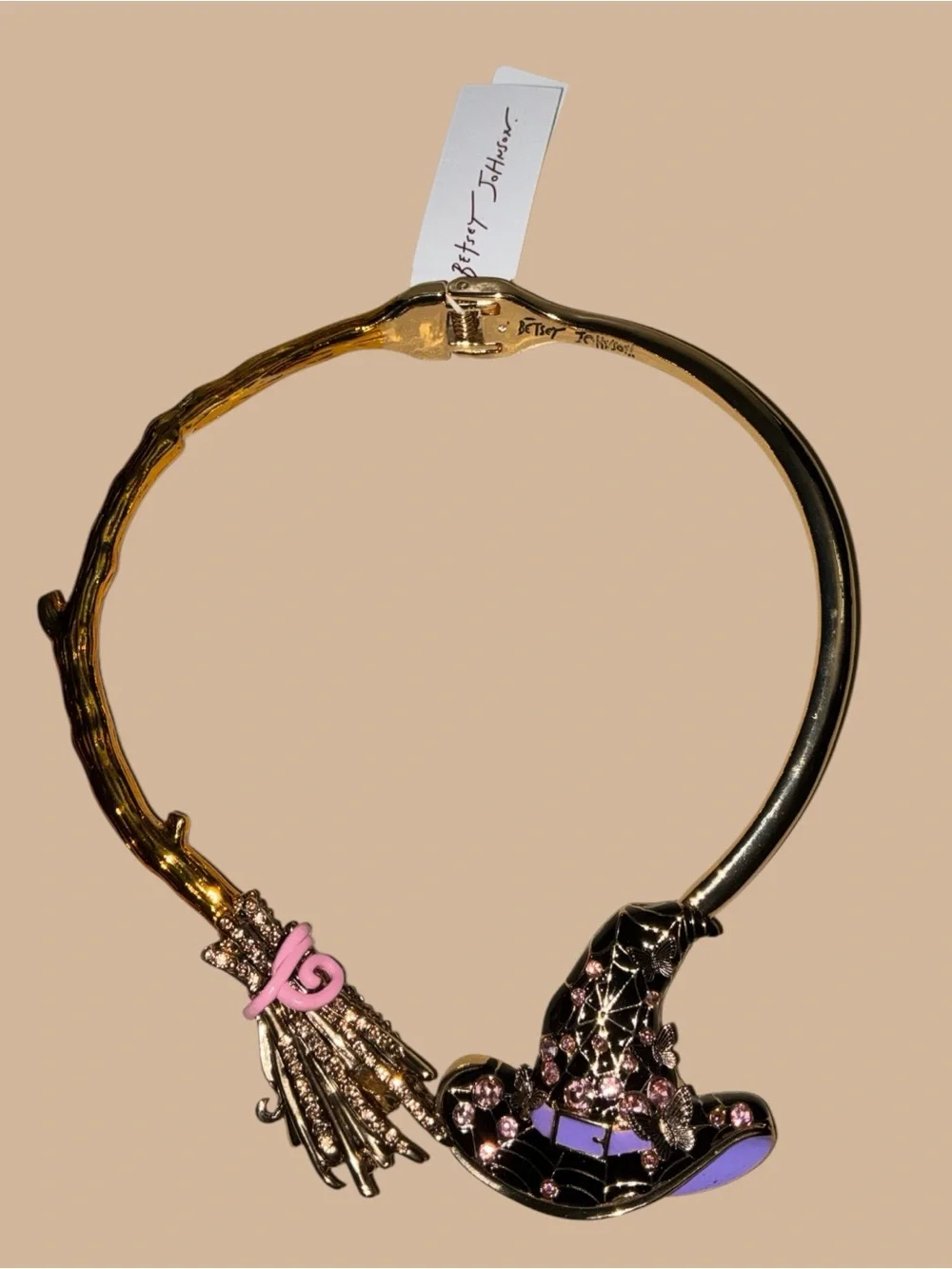 Betsey Johnson NWT Witch Hat & Broom Necklace, Discontinued/Rare Style